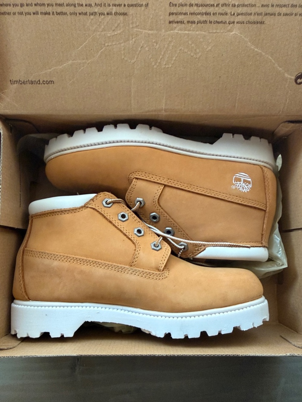 Timberland Wheat Nubuck Women's Chukka Boots with White Lug Sole